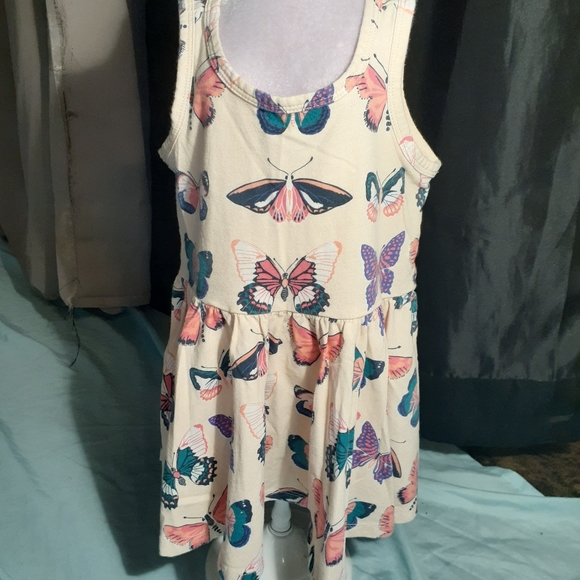 NWOT Tea Cream Short Sleevew/ Butterflies Dress - Picture 1 of 5